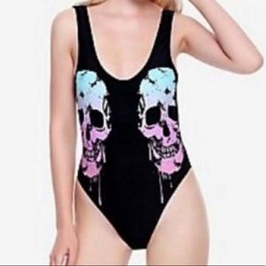 Dripping skull one piece swimsuit